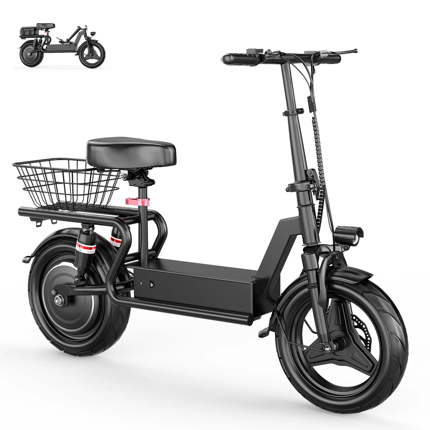 Adult Electric Scooter with Seat -1000W Peak Power Motor,48V 10.4Ah Battery, 25 mph Top Speed, 21-35 mi Range, Pet-Friendly Design, Rear Basket, Portable Folding Scooter for Grocery Shopping
