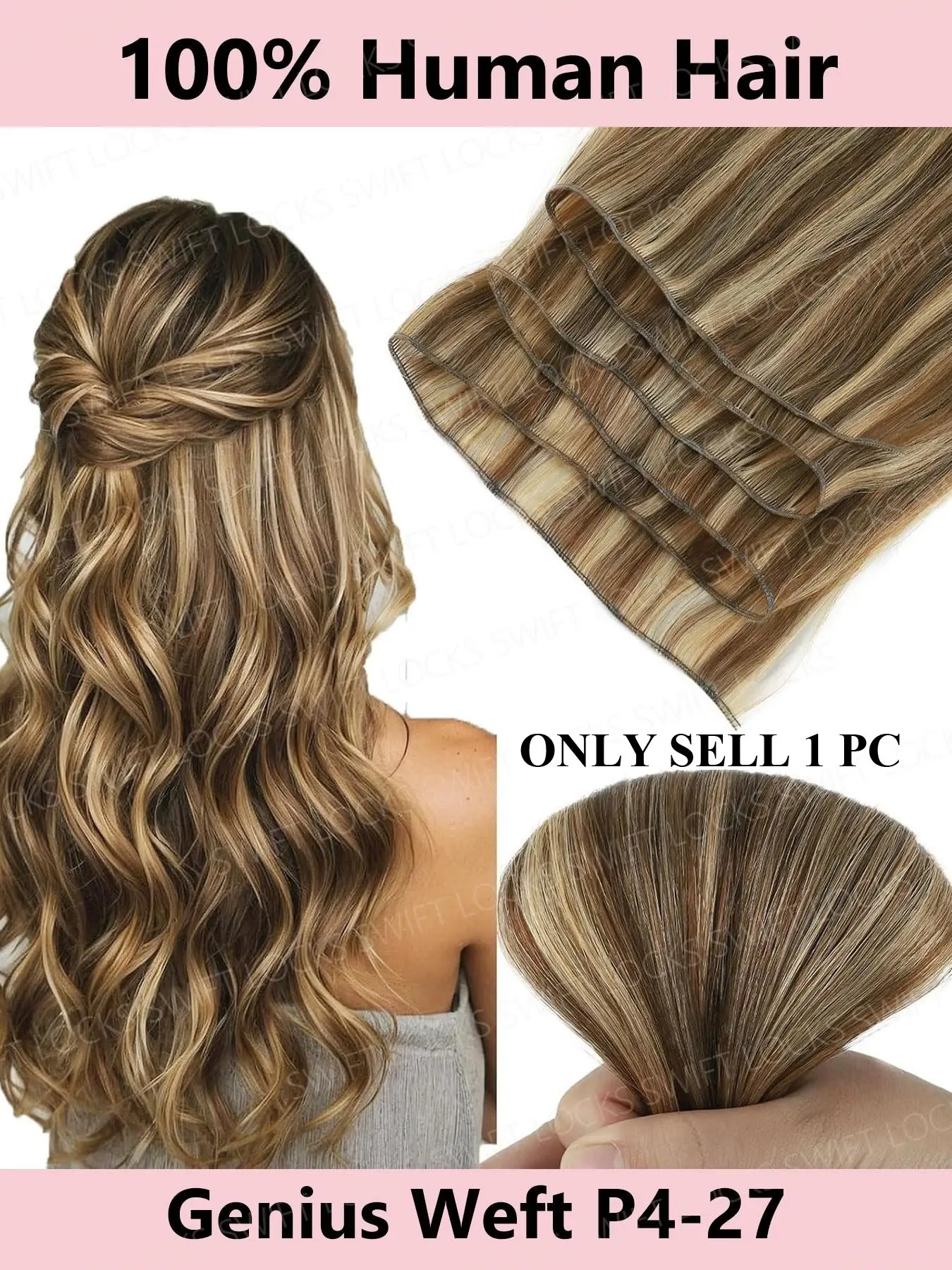 100% Premium Human Hair Extension Genius Weft Hair Bundles 12 16 20 inches Natural Straight Real Invisible Sewing in Or Micro Ring Hair Weaves Hair Weave Extensions 40G