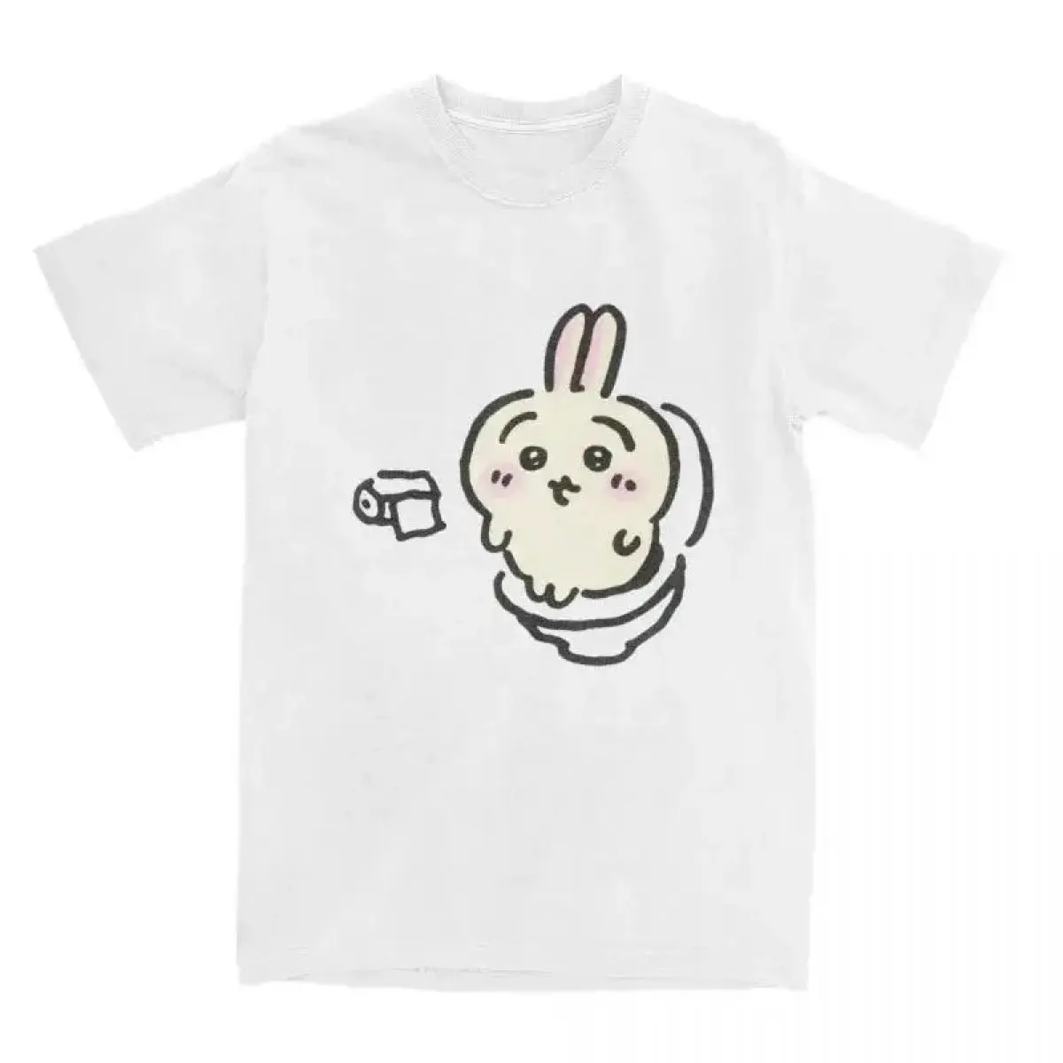 2026 New Boxy Fit Tee 100% Premium CottonFashion Chiikawa Toilet Time T Shirt for Men Short Sleeve T-Shirts Summer Comfortable Popular Tee Shirt Women Oversized TopsHeavyweight Cotton Pre-shrunk