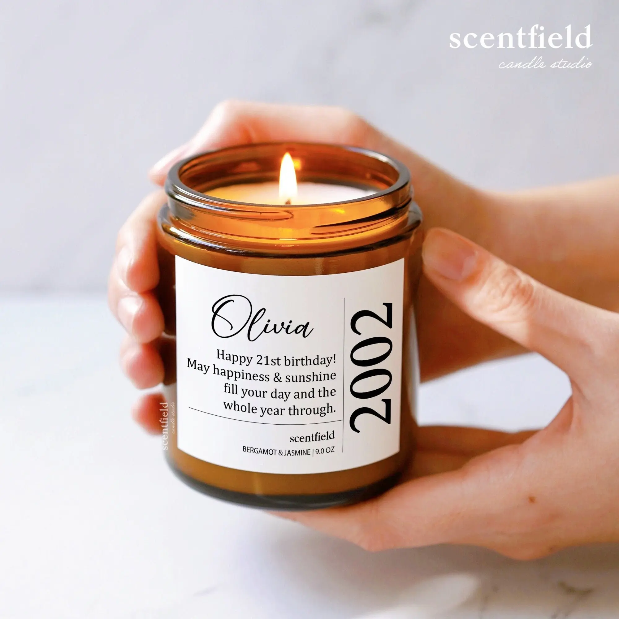 Personalized Name Birth Year Soy Candle, 21st Birthday Gift for Her, Daughter Graduation, Girlfriend Anniversary Gift, Vegan Sister Birthday