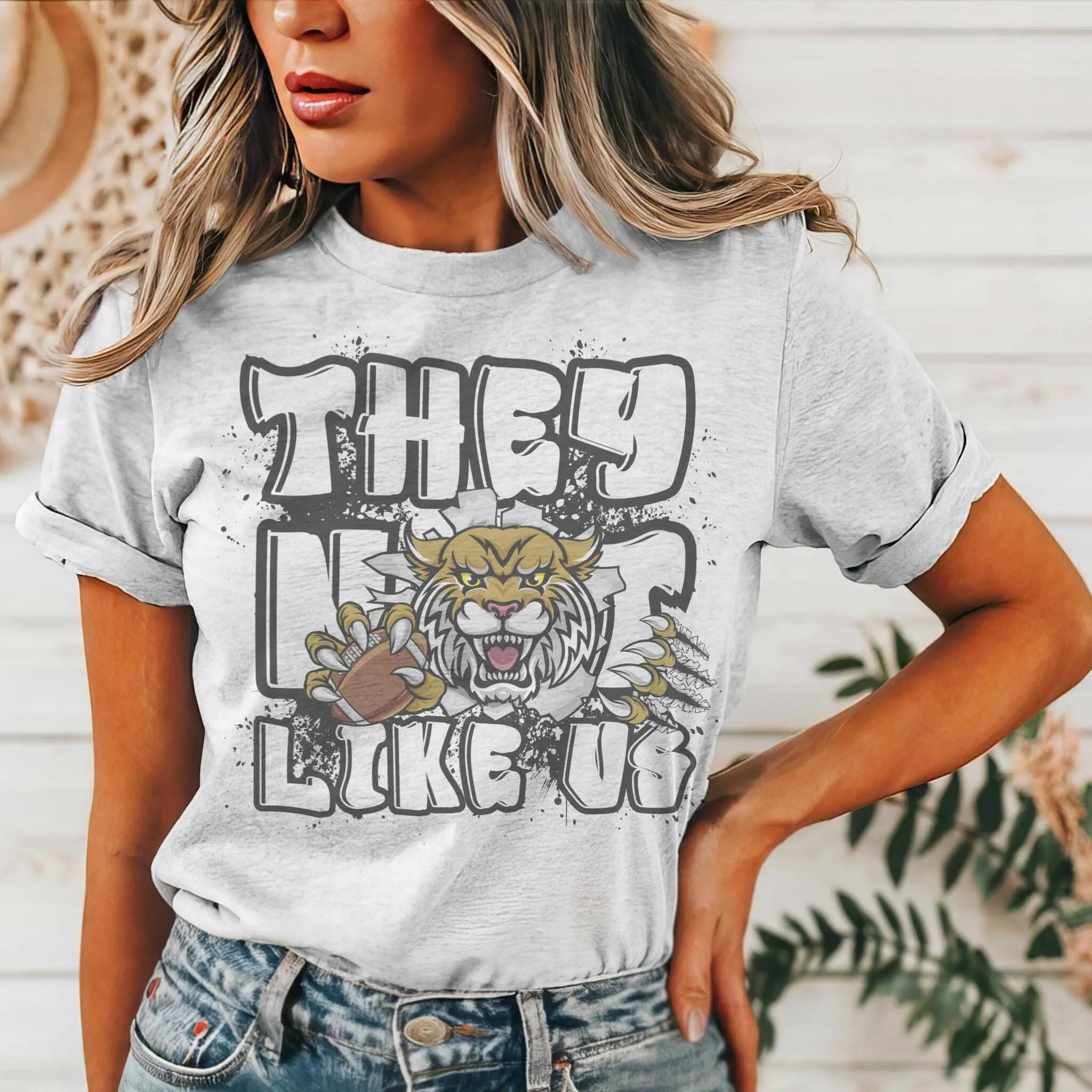 Bobcats Mascot Football T-Shirt: Game Day Unisex Tee Cotton Trending