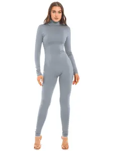 Solid Color High Collared Jumpsuit for Women Comfortable Wear