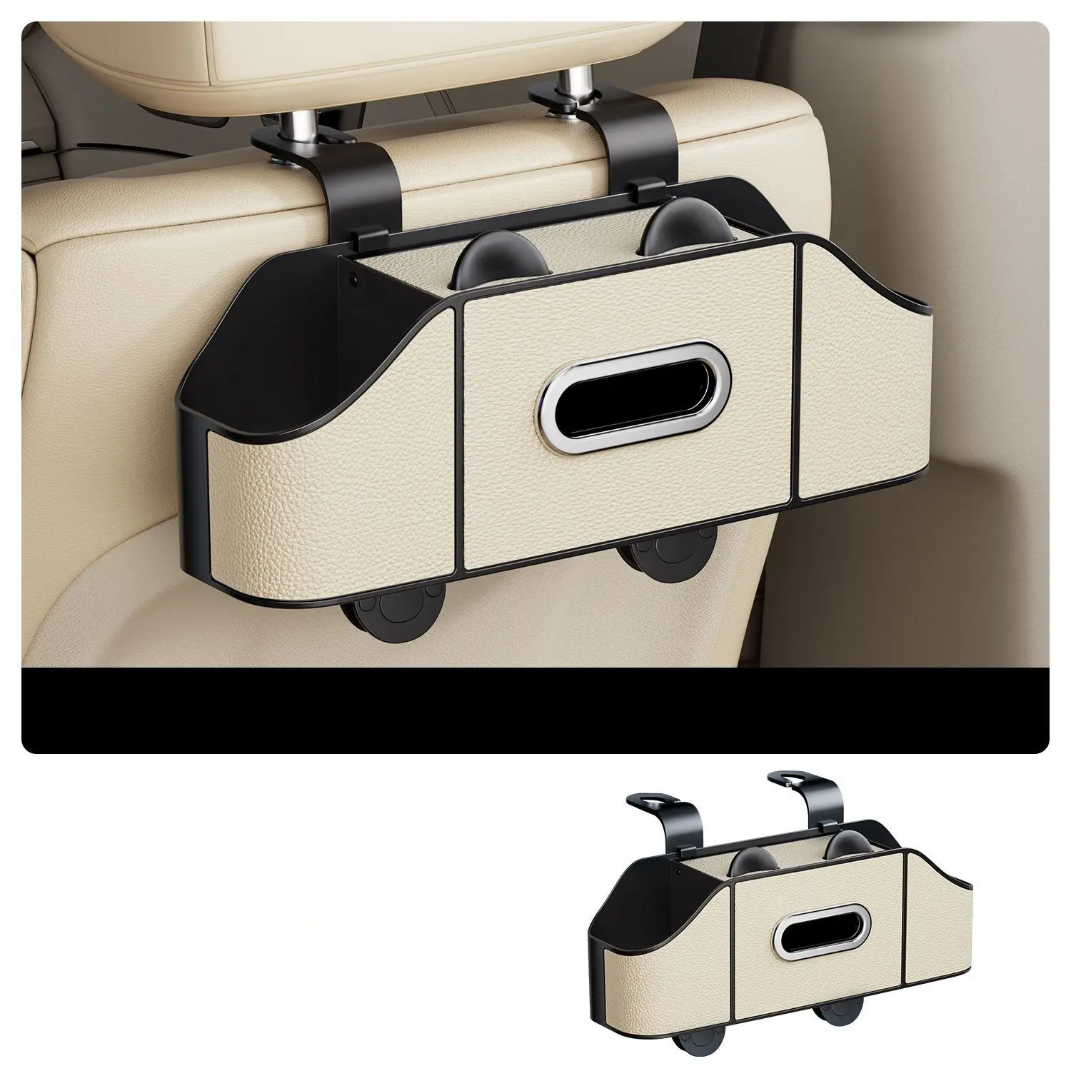 Multifunctional Car Seat Back Organizer Box, Rear Storage Rack with Cup Holder, Paper Towel Dispenser, Car Backseat Organizer for Car Interior Accessories, Car Organization Supplies, Car Organizers
