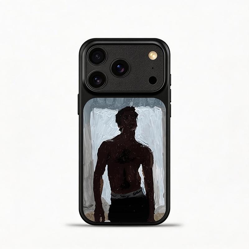 Glass Shockproof Electroplated Silver/Black Muscular Man Oil Painting iPhone 17ProMax Cover Precise Hole Alignment For Lens Frame 15ProMax Anti-yellow | 14ProMax Anti-fall | 13ProMax Ultra-thin Design 16ProMax AirPhoneCase