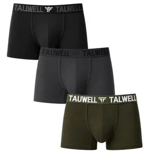 TAUWELL 3 Pack Men’s Ribbed Boxer Briefs, Soft Cotton Blend Stretch Underwear, Quick-Dry Breathable Comfort for Gym Warmups & Long Shifts, Contoured Pouch, No Ride Up Trunks-25201