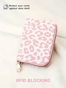 Print Pattern Women's Wallet Card Bag, Ladies Wallet, Lightweight Short PU Zipper Portable Large Capacity Storage, RFID Blocking, Credit Card ID Card, Birthday Gift for Women