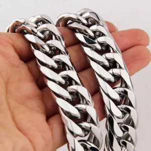 GTHIC Stainless Steel Heavy Polished Cuban Link Chain Men's Necklace For Rapper Rocker Birthday Gift