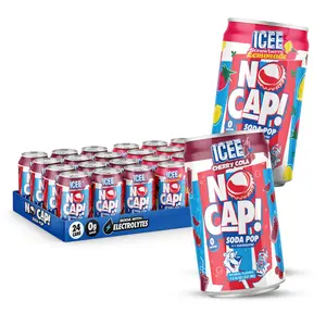 NO CAP! Next Gen Soda Pop Cherry Cola & Strawberry Lemonade Variety Pack, Electrolytes for Hydration, Zero Sugar, Zero Calories, Caffeine-Free Soda, Vegan & Gluten-Free, 7.5 oz Cans (24-Pack)