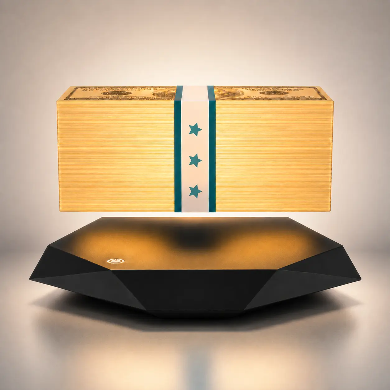 LED Magnetic Levitating Cash Lamp, 3-Color Night Light, 360° Floating Money Stack, Heist-Style Decor, Launch-Week Desk Upgrade for Open-World Game Fans, Bedside & Office Accessory