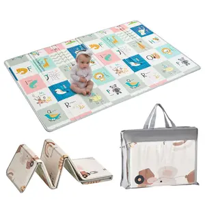 VEVOR Baby Play Mat, 51""x79"" Baby Crawling Mat, Non-Slip One-Piece Foam Baby Playmat, Foldable Portable Reversible Floor Mat with Travel Bag, Waterproof Activity Playmats for Babies, Toddlers, Infants