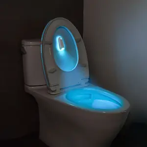 LED Toilet Night Light with Motion Sensor, 8 Colors Changing Ambient Lamp, USB Rechargeable Wall Mounted Bathroom Lighting Accessory Gift