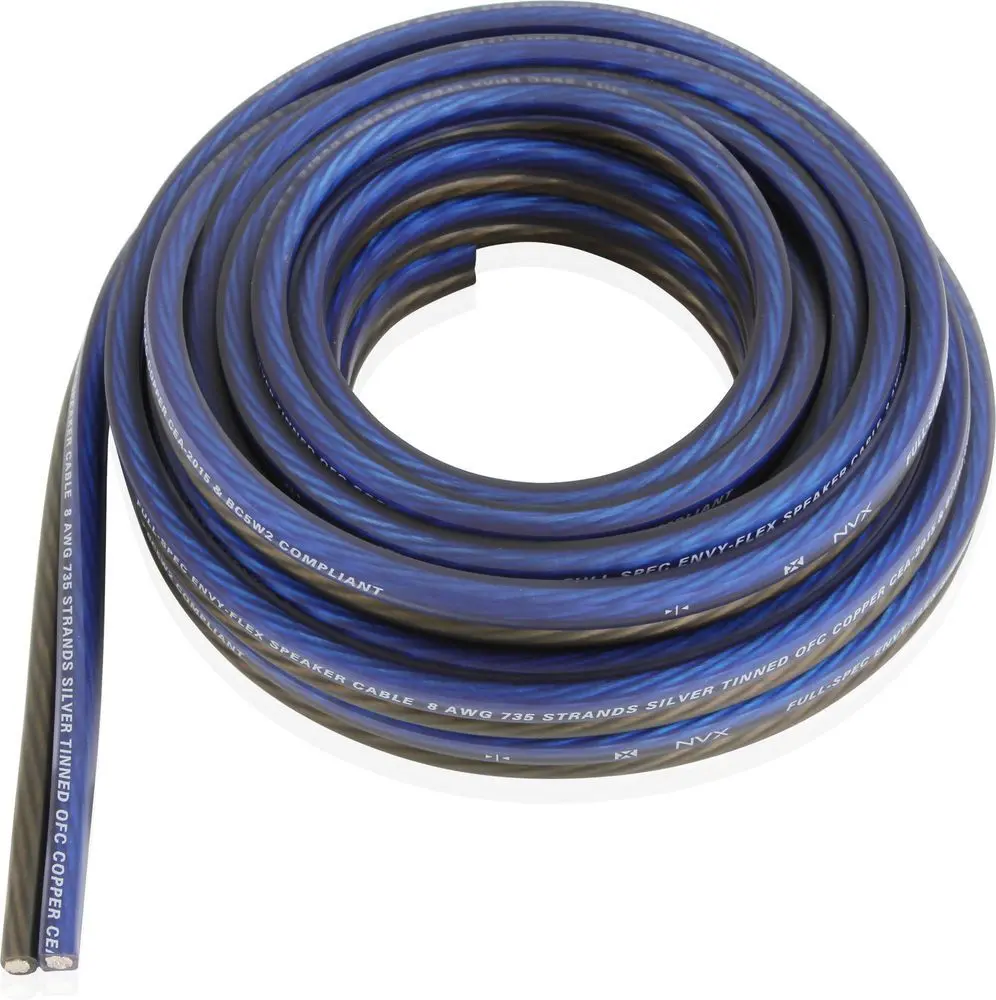 XWS0820 20 ft 8-Gauge EnvyFlex 100% Oxygen Free Copper Speaker Wire (Blue/Gray)
