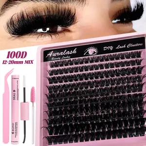 100D Eyelash Extension Kit, 12–20mm MIX Length Individual Lashes, Curl Cluster Lashes, Upgraded Soft Material for Better Fit & Comfort, Gentle Lash Glue, Tweezers & Brush Included, Beginner Friendly & Pro Use, DIY Volume Lash Set