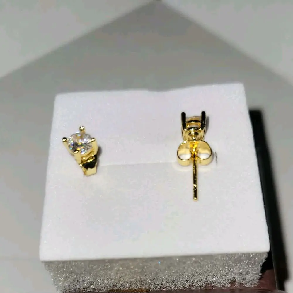 10k Gold 3MM Zirconia Earrings - Artificial Gemstone Jewelry for Girls, Females, Daily Wear, Birthday, Wedding Gifts, Anniversary