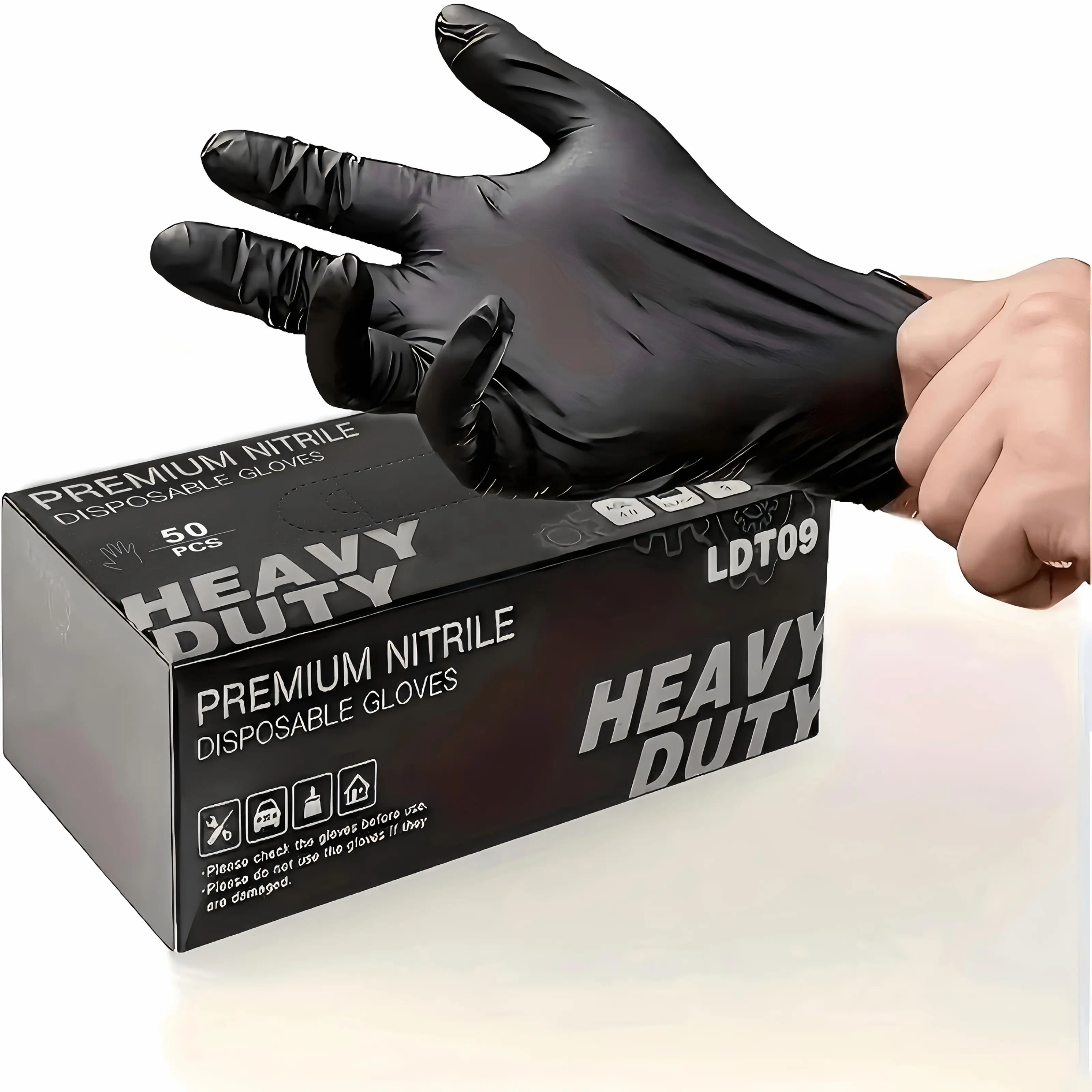 50pcs Black Disposable Pure Nitrile Gloves, 5.6 Mil Powder Free, Free, Left/Right Hand Suitable, Cleaning, Car Repair, Bathroom, Toilet, Civil Gloves Perfect Choice, Local Warehouse, Fast Delivery, Halloween Home Decoration Cleaning, Best Gift