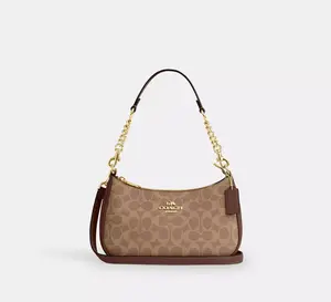 COACH Teri 24 Classic Monogram Logo Shoulder Bag In Recycled Leather For Women