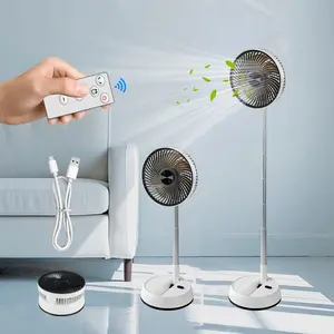 Foldable Fan with Remote Control Handle and USB Charging Port, Multifunction Rechargeable Fan, 5400mah-15000mah Battery Powered Portable Standing Fan, 4 Speeds, Camping Travel Outdoor Home