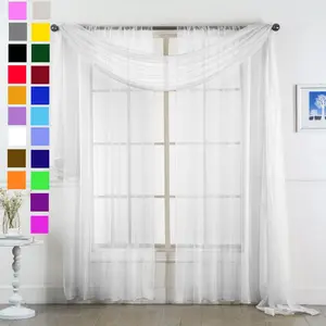 Set of Two Sheer Voile Window Curtain Panels Rod Pocket - All Sizes - Many Colors