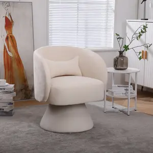 High end high-quality new style chair,sofa furniture,Swivel Accent Chair Armchair, Round Barrel Chair in Fabric for Living Room Bedroom(Beige),Comfortable and luxurious, moisture absorbing and breathable, thick and wear-resistant