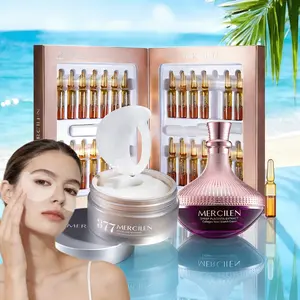 Mercilen Skincare 3-Piece Set, Hydrating Eye Mask 60 Sheets/box + Collagen Peptide Retinol Firming Moisturizer 28 Tubes/box + Yeast Elastic Cream 50g