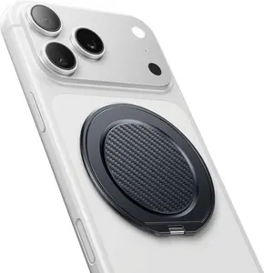 Magnetic Phone Grip for MagSafe 360° Rotate Carbon Fiber Ring Holder & Kickstand for iPhone 17 Air 16 Pro Max Plus 15 14 13 12 Ultra-thin N56 Neodymium Magnets Adjustable Zinc Alloy Hinge Folding Handle