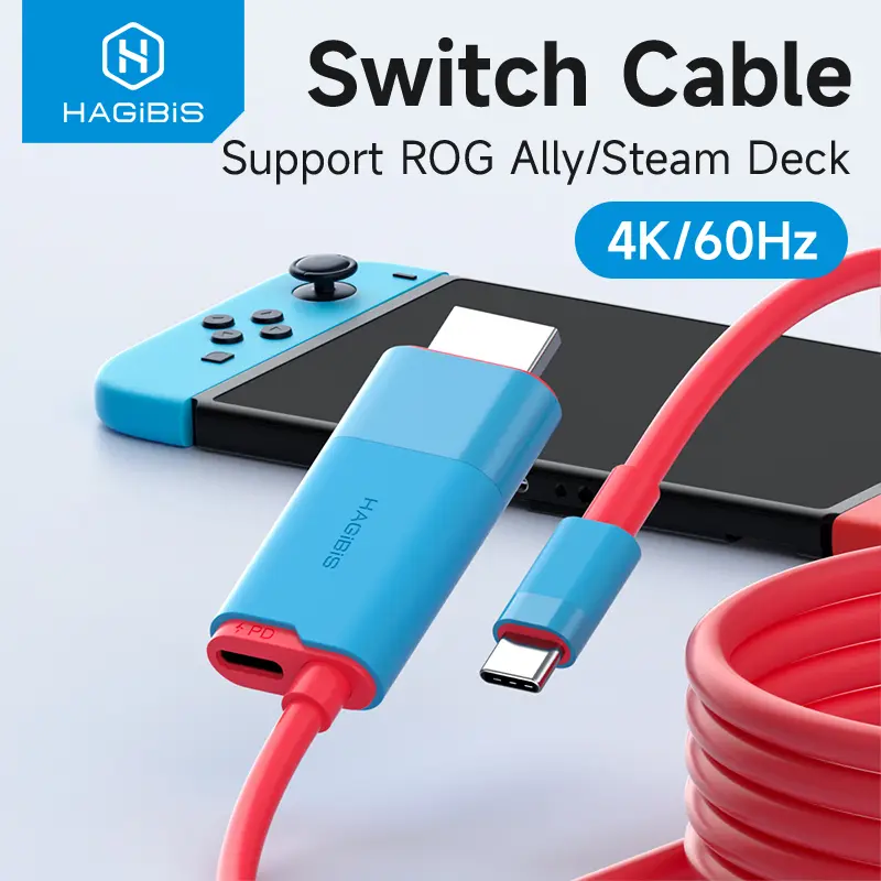 Hagibis Switch Dock for Nintendo Switch/OLED USB C to HDMI-Compatible Cable Adapter 4K 30Hz/4K 60Hz 100W PD Compatible With Thunderbolt 3/4 for Laptop SteamDeck ROG Ally Huawei Mate 60pro iPhone 16/15 Pro iPad Pro Macbook Air Type C to HDMI Video Adapter,