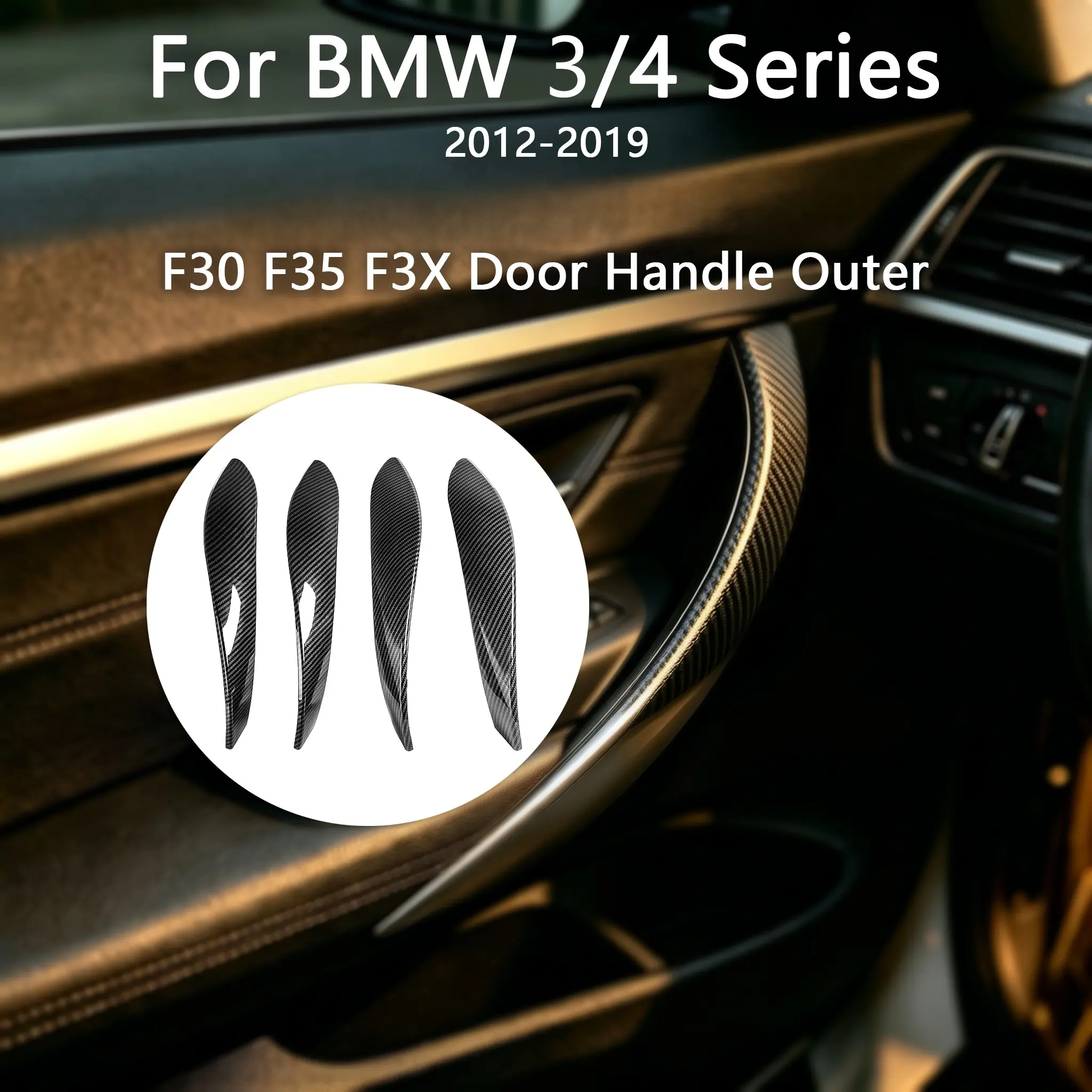Car Door Handle Cover Carbon Pattern Scratch Protector Trim For BMW 3 4 Series F30 F31 F32 F33 F34 F36 F80 M3 2013-2018 Automotive Accessories Car Accessory Car Interior Decor Vehicle Accessories