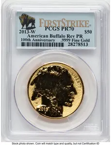 Modern Bullion Coins (2013-W Reverse Proof Gold Buffalo 1 oz FS Bison Label)