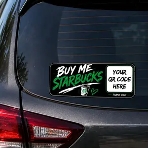 Custom Car Sticker - 7.75" Decal with Buy Me Coffee QR Code, Cash App, Venmo, PayPal Compatibility