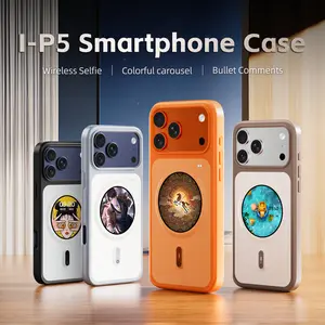 I-P5 Smart Phone Case for iPhone, Circular Smart Display, Custom Wallpapers, Bullet Comments, Message Alerts, Wireless Selfie, Voice Recording, Trendy Multifunctional Case