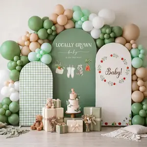 3 count Locally Grown  Shower Arch Backdrop Cover  is  The Way Photo Background Decor 2-Sided Round Top Backdrop Arch Cover for Wedding Birthday Party 6 ft/5 ft/4 ft (Sage Green)