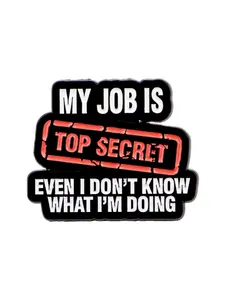 "My Job Is Top Secret" Zinc Alloy Cartoon Letter Pin Badge, Metal Pin, Casual Style Decorative Accessory for Backpacks, Briefcases & Clothing, All Season Wear