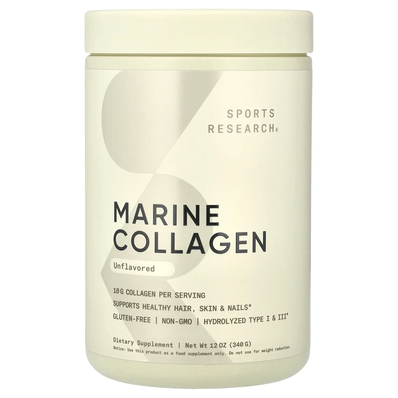 Sports Research Marine Collagen, Unflavored, 12 oz (340 g)