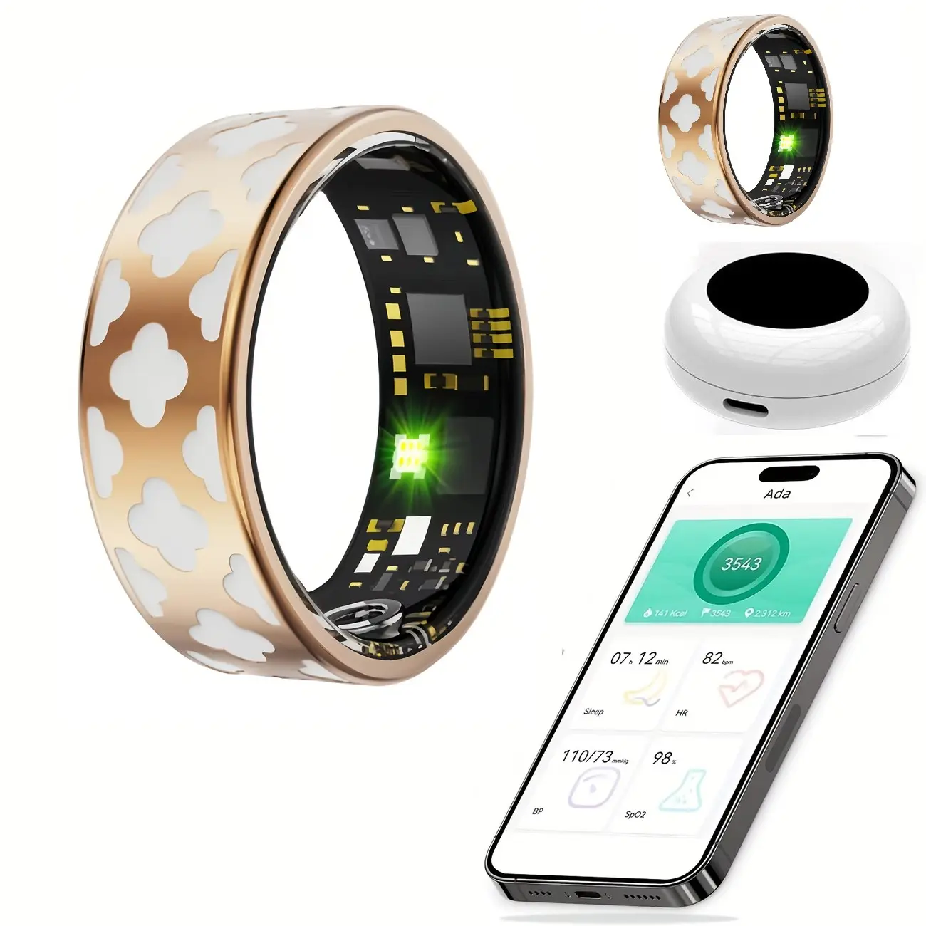 2026 Women's Smart Ring, 5atm Waterproof Fitness Tracker, Pedometer, Distance, Calories, Sleep & Period Tracking, Fits iPhone & Android, Wearable Fitness Trackers, Smart Wearable Devices, Smart Ring Health Tracker