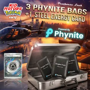 PENTHOUSE LUCK 3 PHYNITE SINGLES BAGS + 1 STEEL ENERGY CARD to CLAIM PRIZES Kid Motors TV Phynite