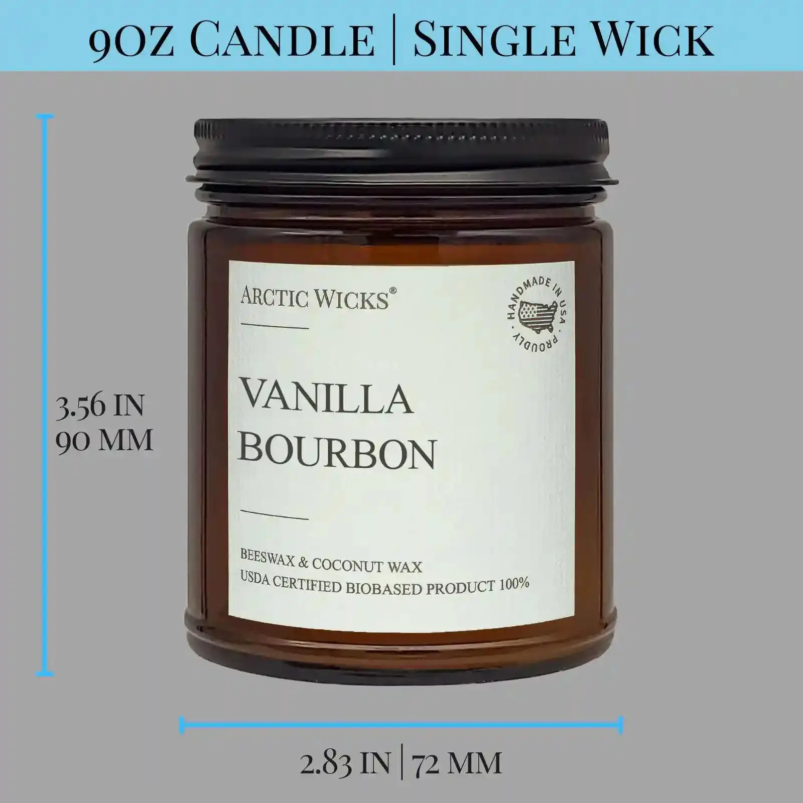 Vanilla Bourbon Non-Toxic 9oz Coconut and Beeswax Candle
