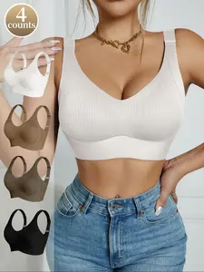 Women's Solid Wireless Bra, Comfortable Breathable Backless Push Up Bra, Soft Supportive Lingerie for Daily Wear, Breathable Comfy Bra, Bra Pack