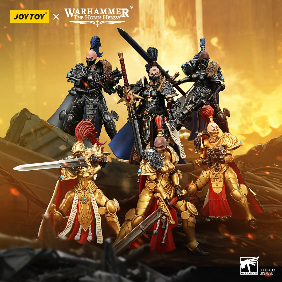 JOYTOY Warhammer "The Horus Heresy" 1/18 Action Figures Sisters of Silence Knight-Commander Jenetia Krole White Falcons Vigilator Cadre Battle Poses Epic Fantasy
