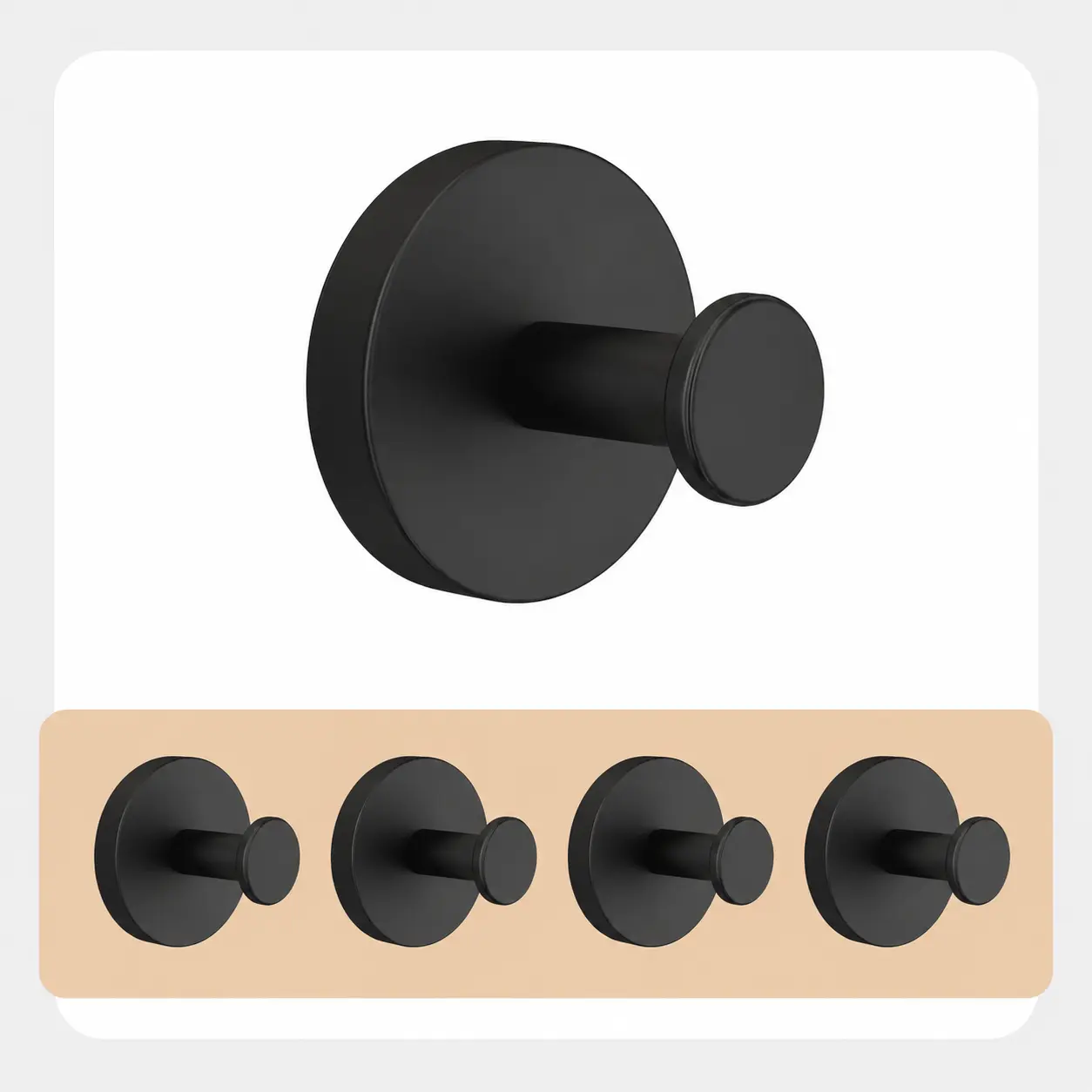 4X Suction Cup Hooks No-Drill No-Damage Vacuum Suction Hooks Kitchen Bathroom Bedroom Essentials Clothes Hooks Towel Hooks Organiser Matte Black Renter-Friendly Shower Hooks, Waterproof Damage-Free Towel & Robe Holder for Bathroom Glass, Tile & Mirrors