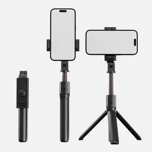 Portable Selfie Stick Tripod, Retractable Phone Tripod Stand for Video Recording, Travel Tripod, Cell Phone Tripod Compatible with iPhone