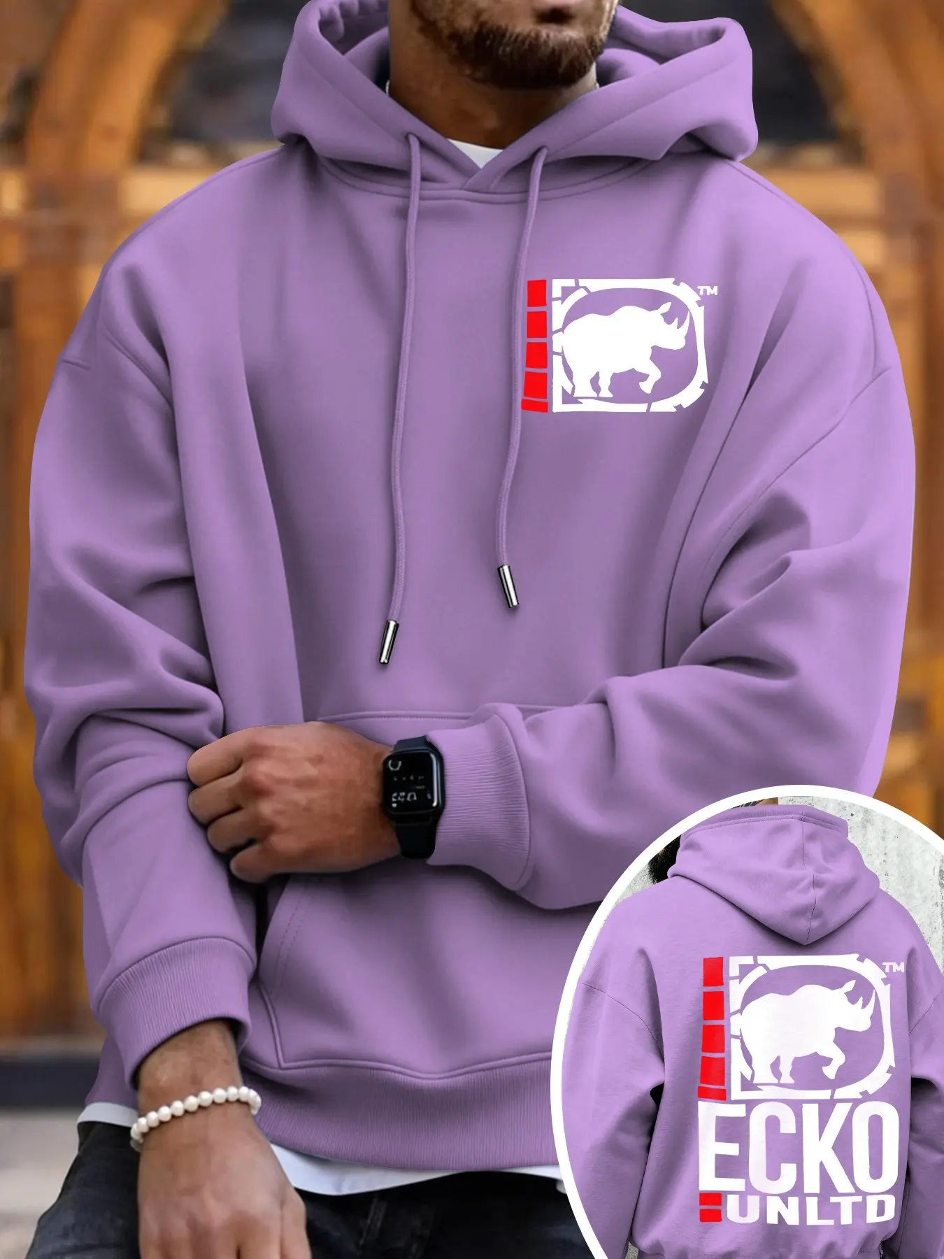 Unisex Ecko Unltd Sweatshirt, Fall & Winter Streetwear, Casual Street Fashion, Rhino Print, Fitted Casual Style, Retro 90s Trend