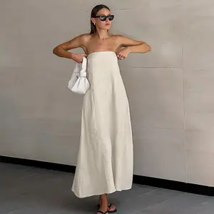 Women'sCarlotaStraplessLinenMaxiDress