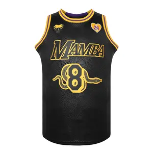 Black Purple Yellow Basketball Jersey, Front MAMBA 8 Snake Pattern Back 24 Number for Fan Daily Training