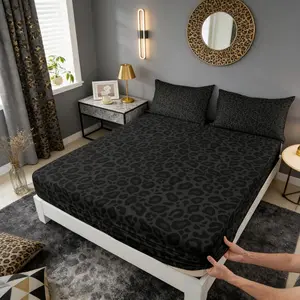 Leopard Print Bedding Set,African Cheetah Wildlife Bed Set for Teens Bedroom Decor Kids Sheet Gray Wild Animal Skin Bed Cover(1 Fitted Sheet ),No Flat Sheet No Flat Sheet,summervibes