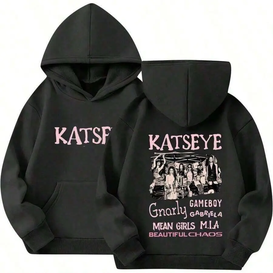 KATSEYE Music Album Graphic Hoodie K-Pop Fan Apparel Unisex Long Sleeve Hooded Sweatshirt Casual Streetwear Pullover