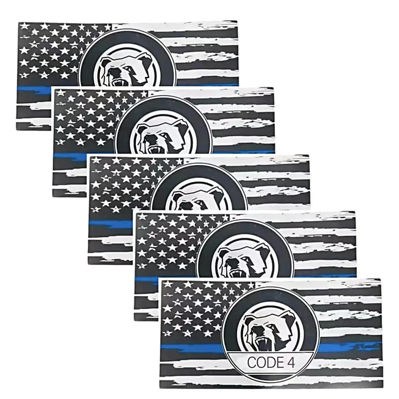 5-Piece Thin Blue Line Flag Car Decal Stickers - Vinyl Residue-Free Automotive Exterior Accessory for Cars, Trucks, Laptops, Car Decal Sticker