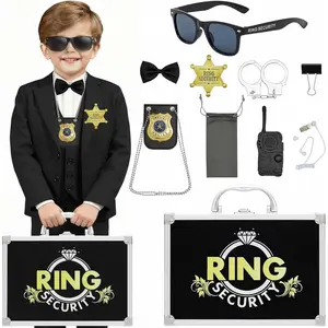 Ring  Wedding Ring Bearer  Briefcase-Padded Slits Holder,Bearer Gifts  Box for Proposal Ceremony Wedding Day,Special Agent Guard Protector Case for Boys