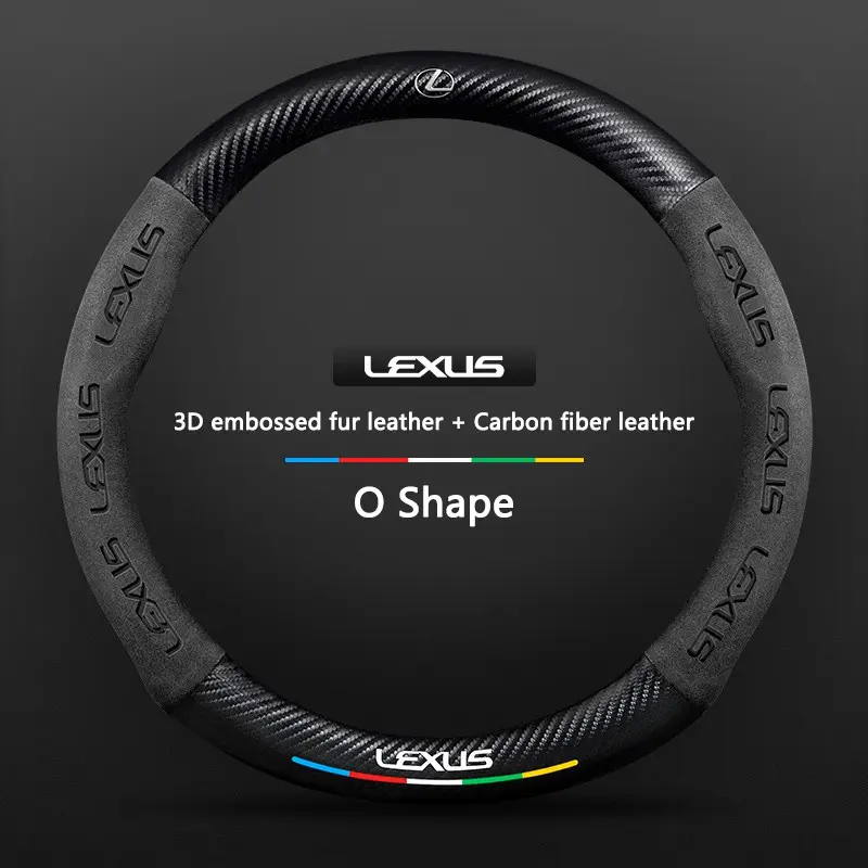 3D Car Carbon Fiber leather Steering Wheel Non-slip Cover Protective For Lexus GX460 Ct200h IS250 ES 220D IS200 Fsport GS GX IS LS LX NX RX UX CT Steering Wheel Covers