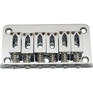 52.5mm Fixed Hardtail Bridge for 6 String Fender Strat Tele Electric Guitar, Chrome