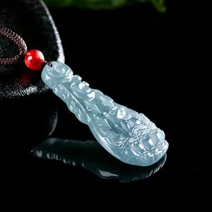 romantic moon-star 9 tailed fox burma jade pendent